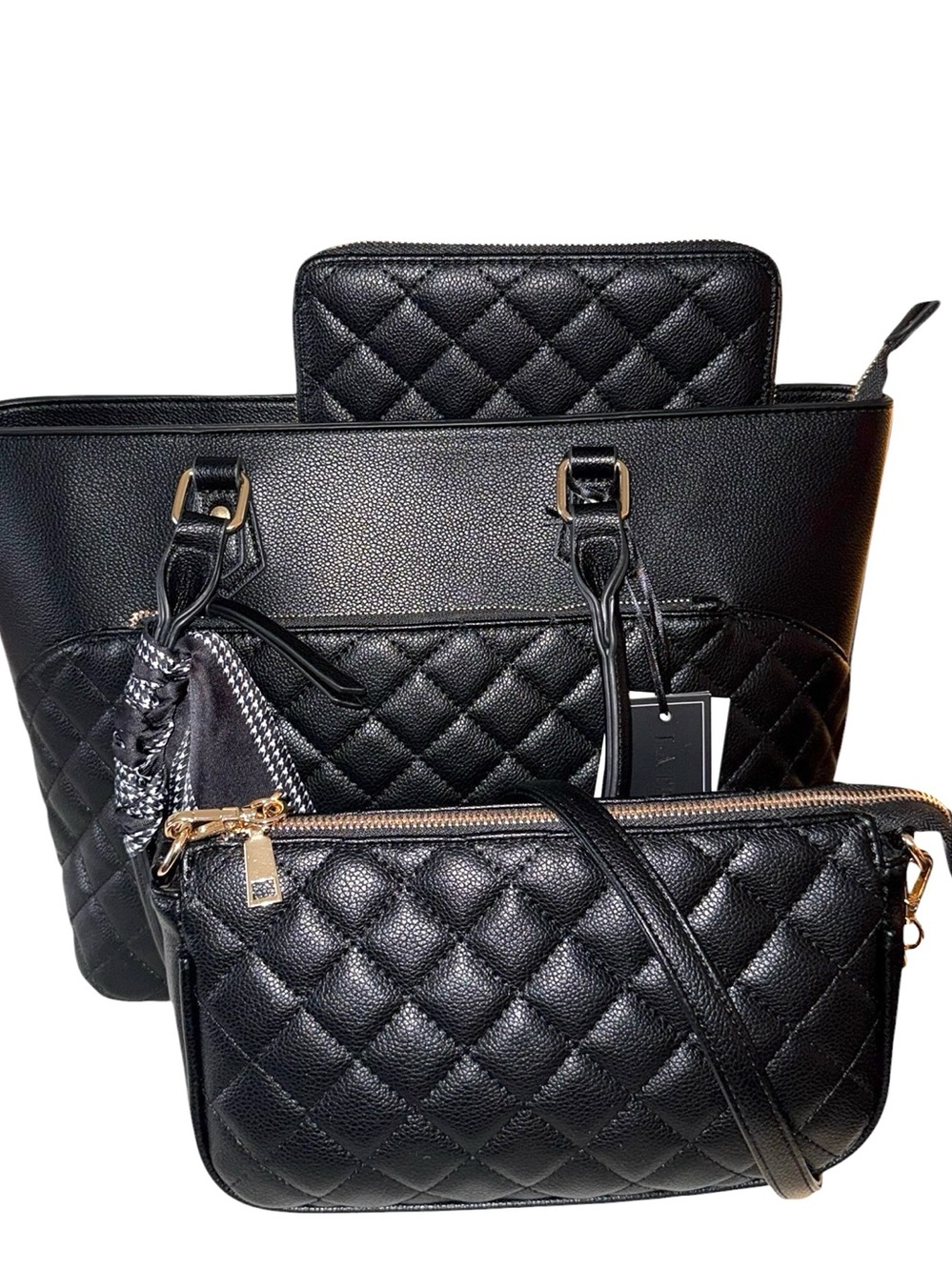 3pc La Terre Quilted Tote Bag, X-body and Wallet - NWT